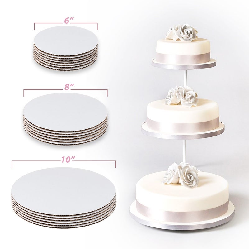 StarMar Set of 18 - Cake Board Rounds, Circle Cardboard Base, 6, 8 and 10-Inch. Perfect for Cake Decorating, 6 of Each Size - Image 2